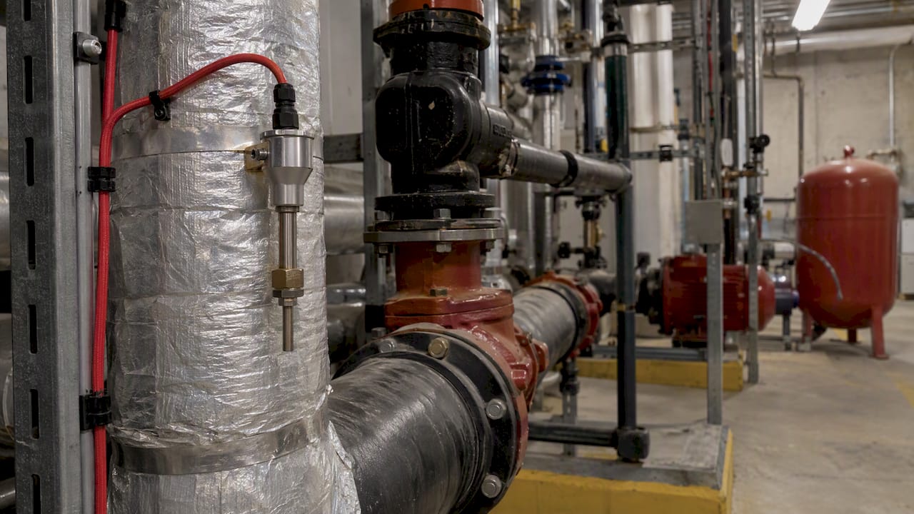 Sensors installed among building mechanical equipment