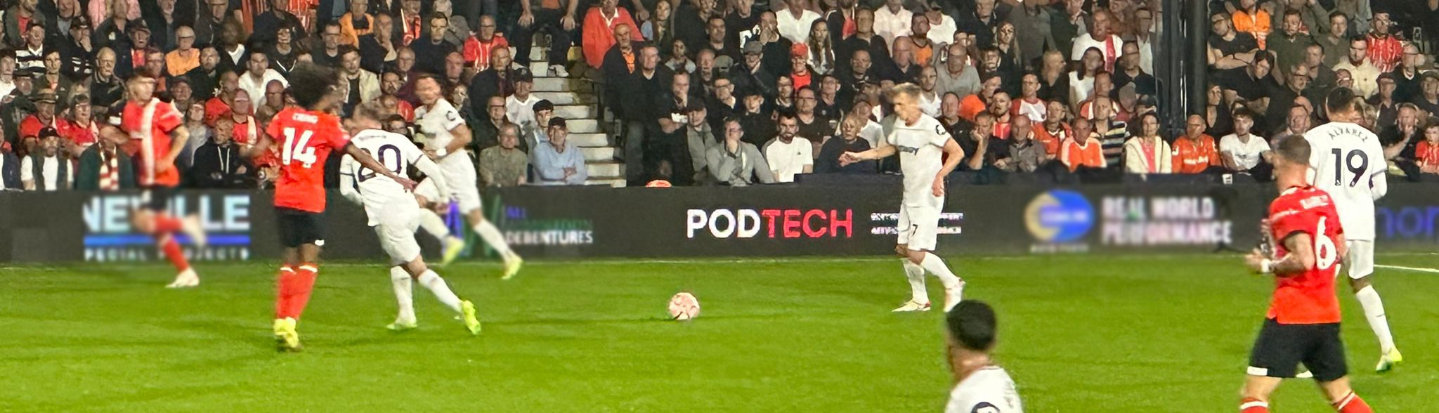 PODTECH advertising board at Luton Town FC stadium during Premier League match